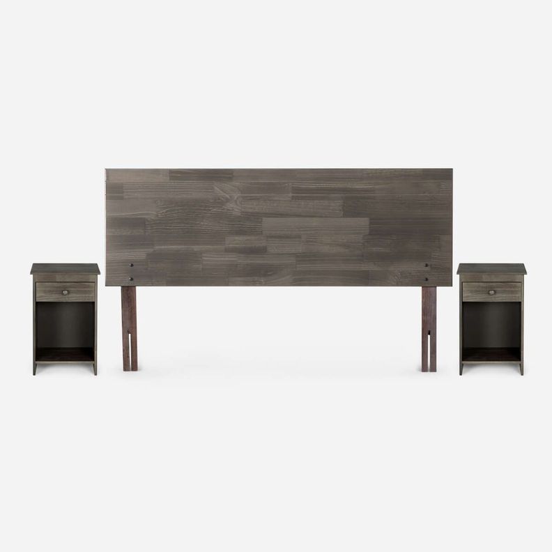Cama Pratta 2 Plazas Pata Madera BD + Muebles Tabor Grafito-2