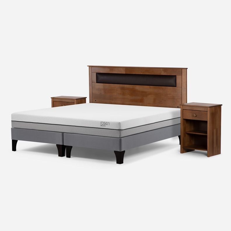 Cama Europea Pratta 2 Plazas Pata Madera BD +Muebles Ferrara-1
