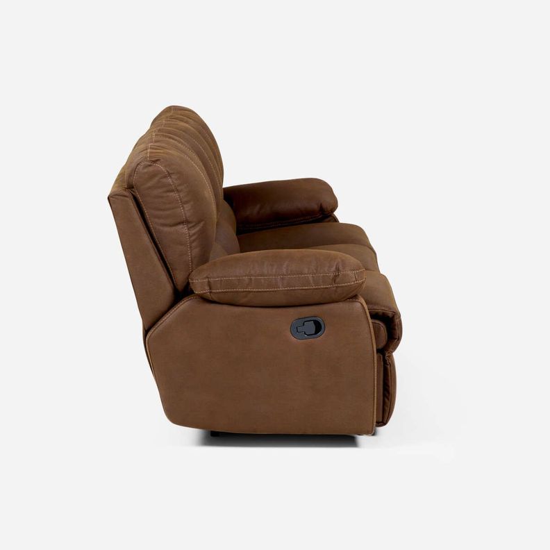Sofá Reclinable Rosen Archie 3 Cuerpos Manual Tela Café-3