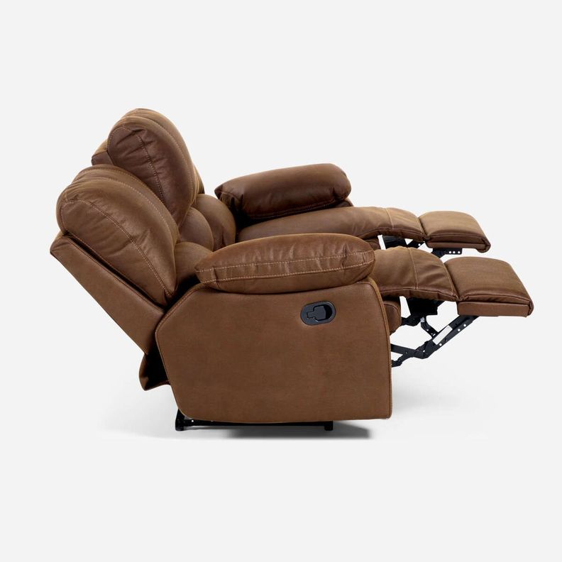 Sofá Reclinable Rosen Archie 3 Cuerpos Manual Tela Café-4