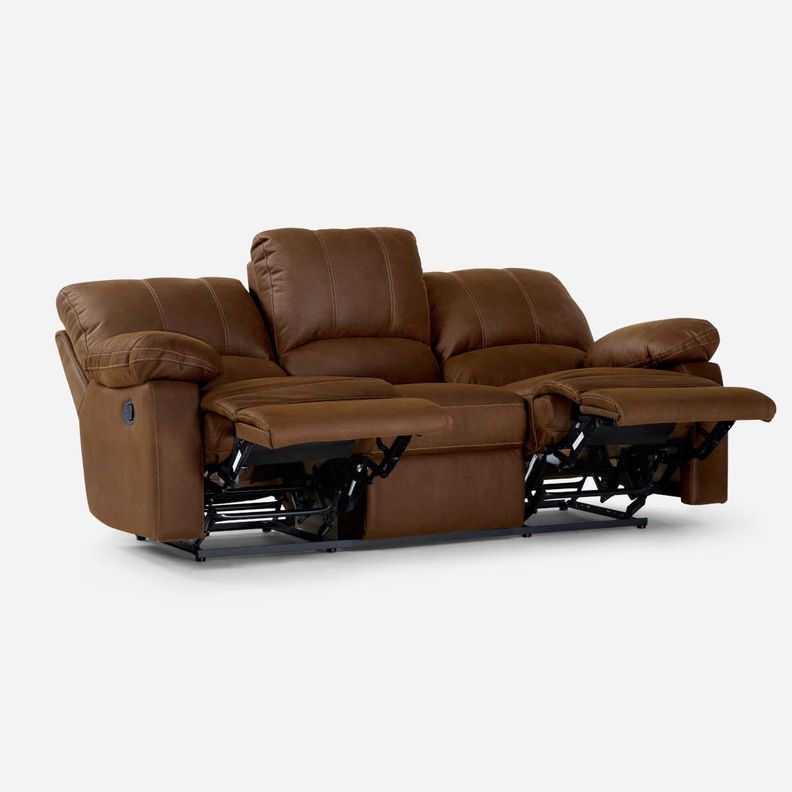 Sofá Reclinable Rosen Archie 3 Cuerpos Manual Tela Café-0
