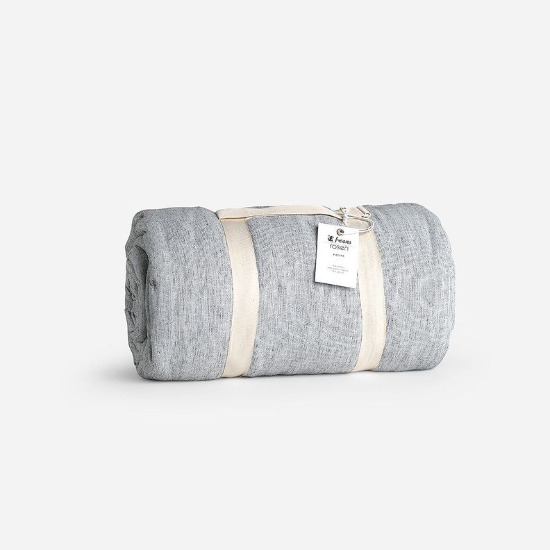 Piecera Froens Lino - Algodón Rayas Grafito 110x230 cm Gris-1