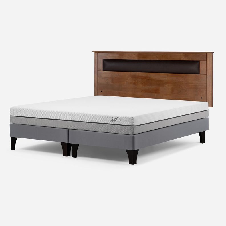 Cama Europea Pratta 2 Plazas Pata Madera BD+Respaldo Ferrara-2