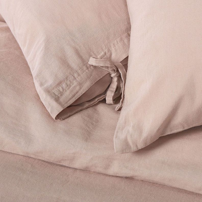 Funda Plumón Lino-Algodón Pure Liso Rosa Nude Súper King-3