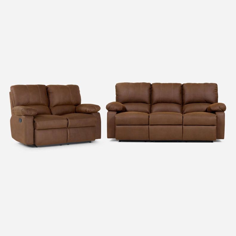 Set Sofás Reclinable 2 y 3 Cuerpos Archie Tela Café-0