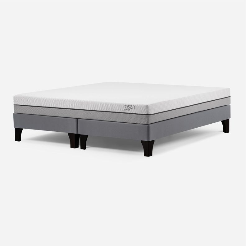 Cama Europea Pratta King Pata Madera 180 x 200 cm Gris