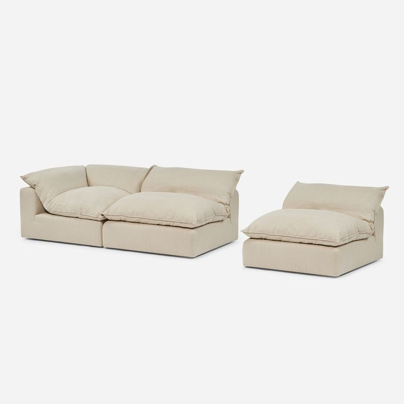 Modular Rosen Shanklin 1 Esquinero + 2 Butacas Tela Beige-5
