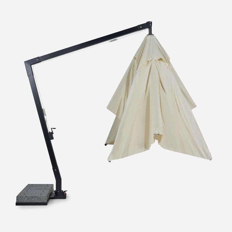 Quitasol FibraVidrio Cuadrado Rosen con Pedestal 3x4x8 Negro-1