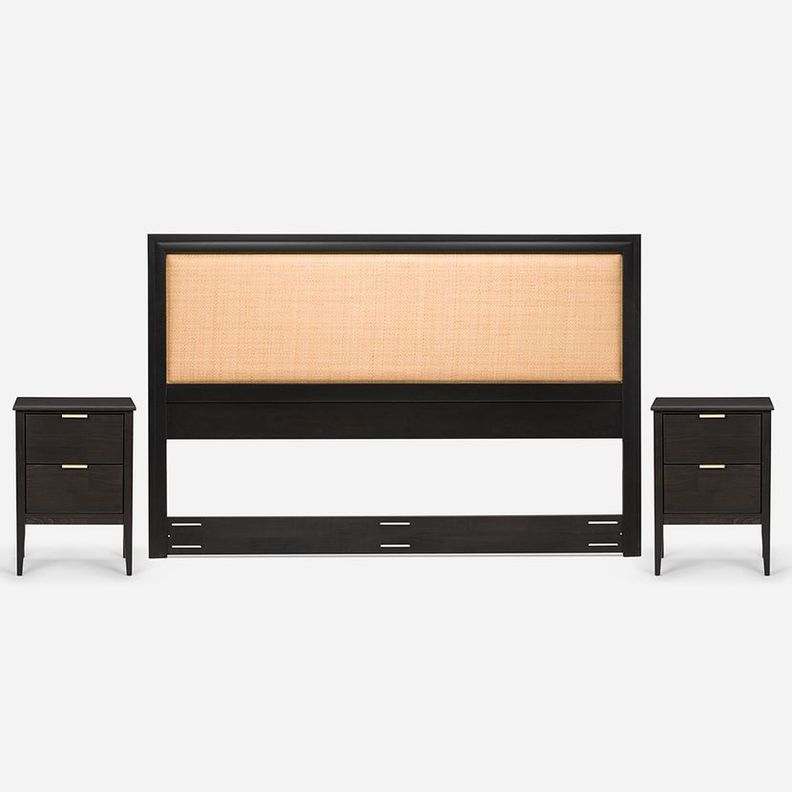 Set Respaldo King + Veladores Rosen Soho Grafito-0