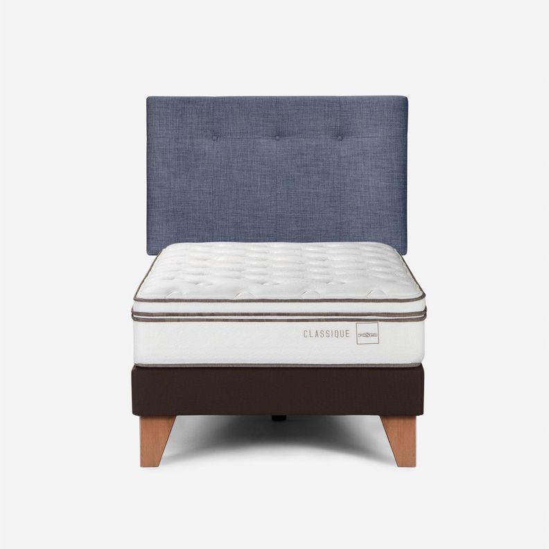 Cama Europea Classique+ 1,5 Plazas+Respaldo New Bennet Denim-0