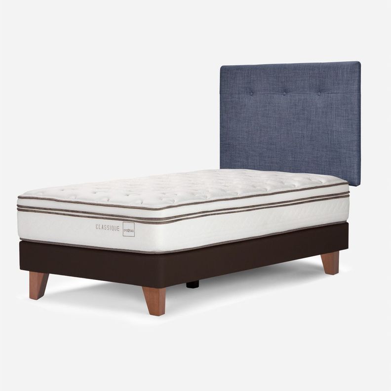 Cama Europea Classique+ 1,5 Plazas+Respaldo New Bennet Denim-2