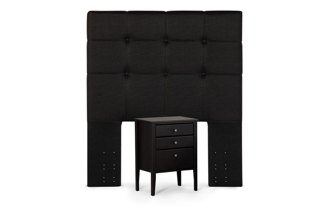 Set Respaldo 1,5 Plazas + Velador Issey Rosen Grafito-0