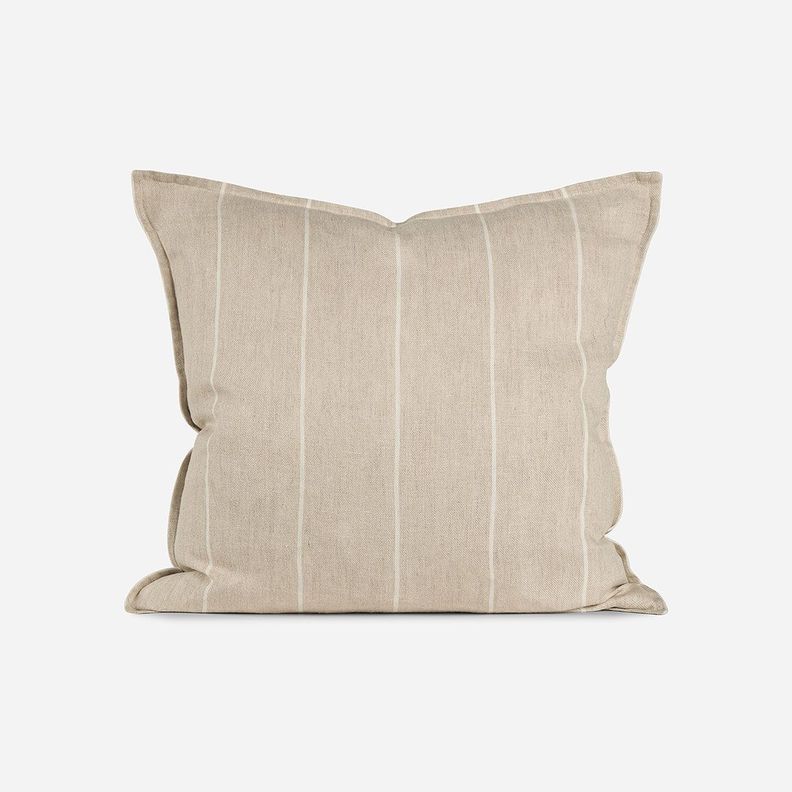Funda de Cojín Lino Girona 50 x 50 cm Lineas Beige-0