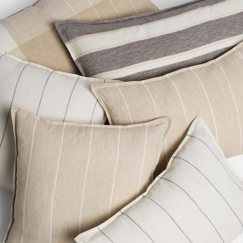 Funda de Cojín Lino Girona 50 x 50 cm Lineas Beige-3