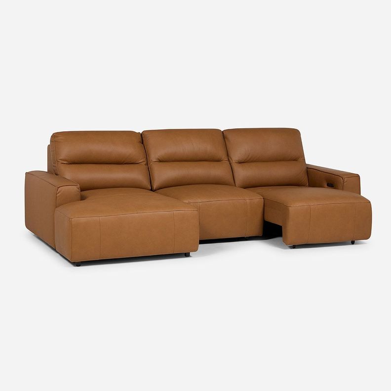 Sofá Seccional Reclinable Rosen Izquierdo Limber Cuero Camel-1