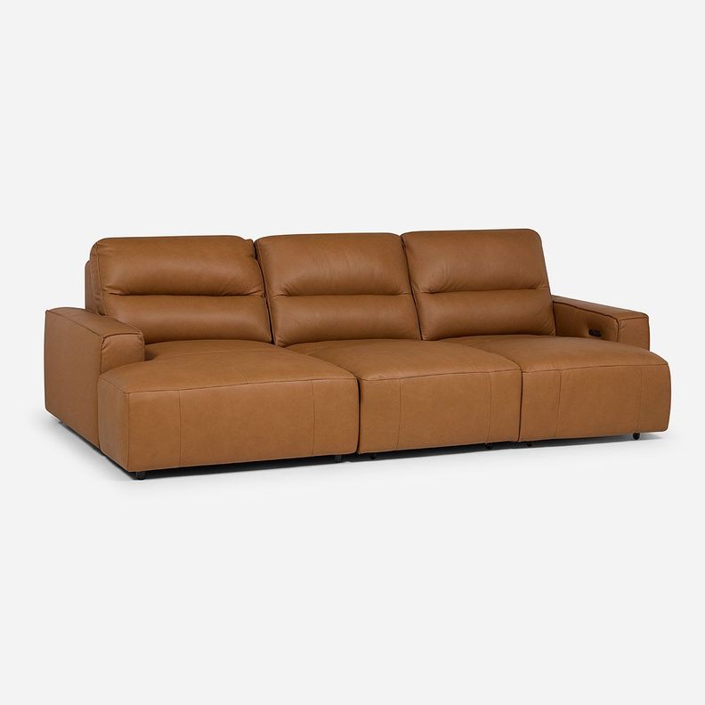 Sofá Seccional Reclinable Rosen Izquierdo Limber Cuero Camel-2
