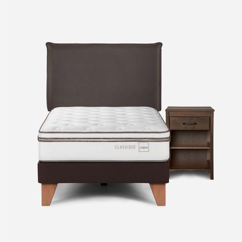 Cama Classique+ 1,5 Plazas + Muebles Maurice Chocolate-0