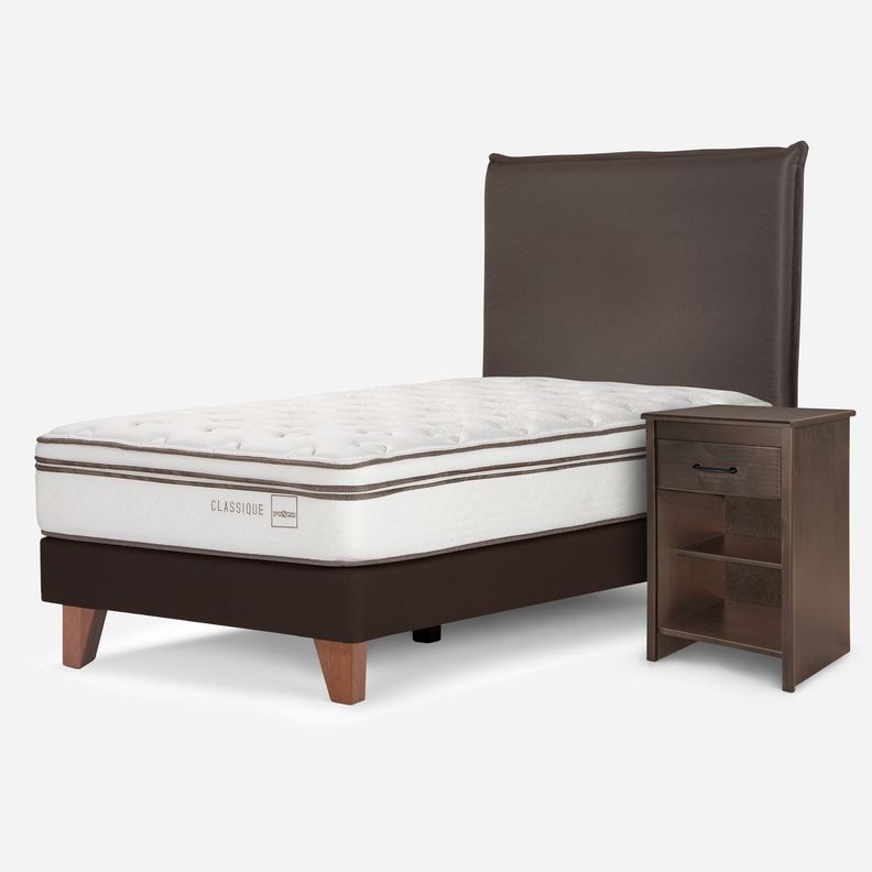 Cama Classique+ 1,5 Plazas + Muebles Maurice Chocolate-1