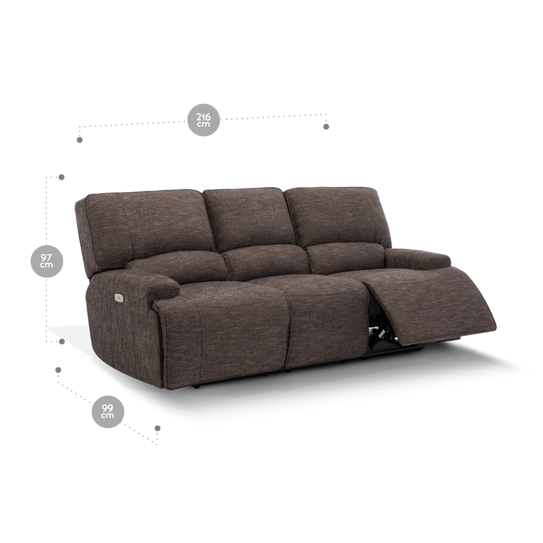 Rosen Sofá Reclinable 3 Cuerpos Eléctrico Jagger Taupe-1