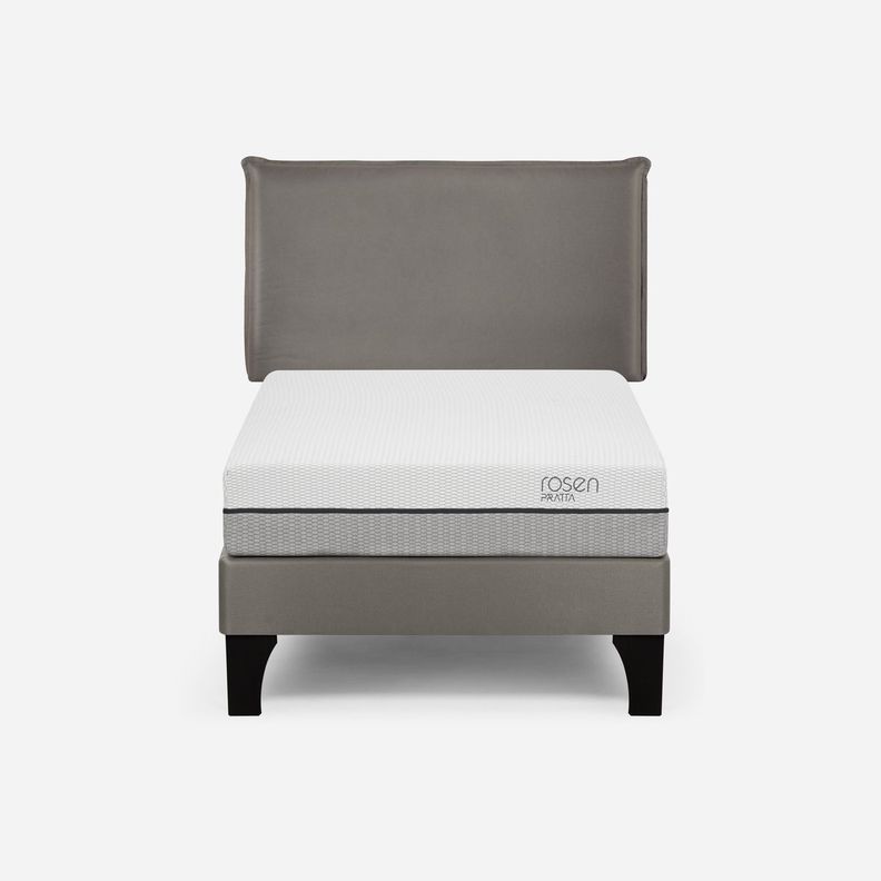 Cama Europea Pratta 1 Plaza Pata Madera + Respaldo Maurice Gris