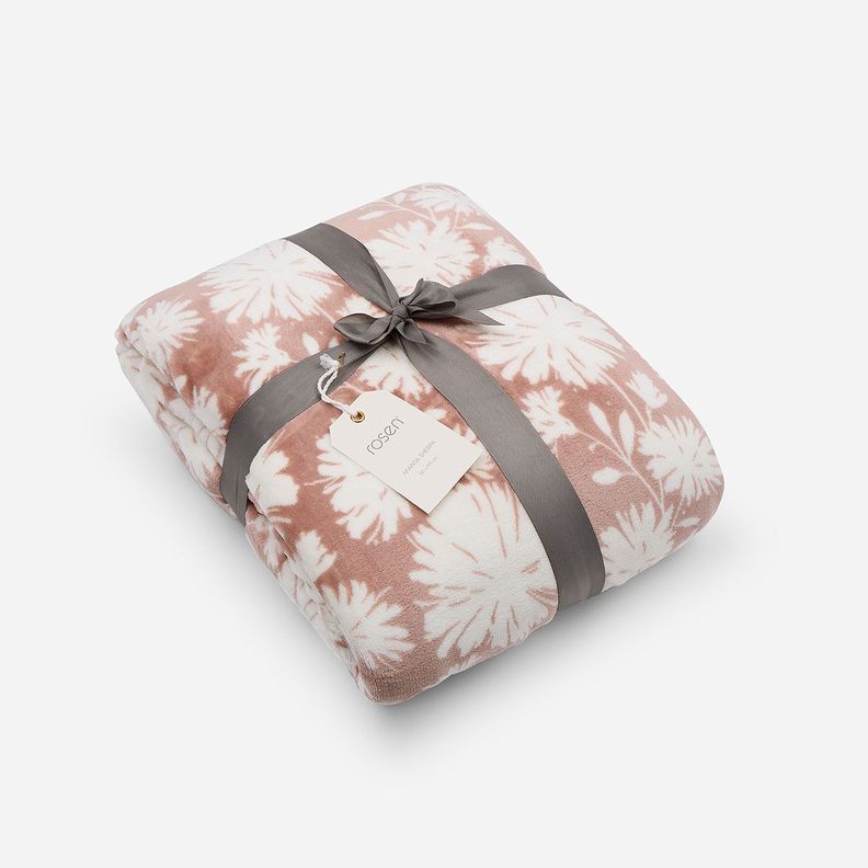 Manta Sherpa Estampada 130 x 170 cm Lileas Rosa-0