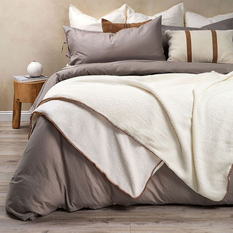 Manta Algodón Sherpa 150 x 200 cm Cozy Crudo-1