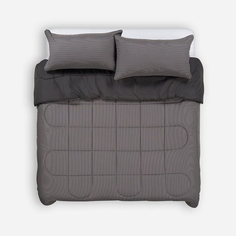 Plumón Bicolor Lines Reversible Charcoal 2 Plazas-1