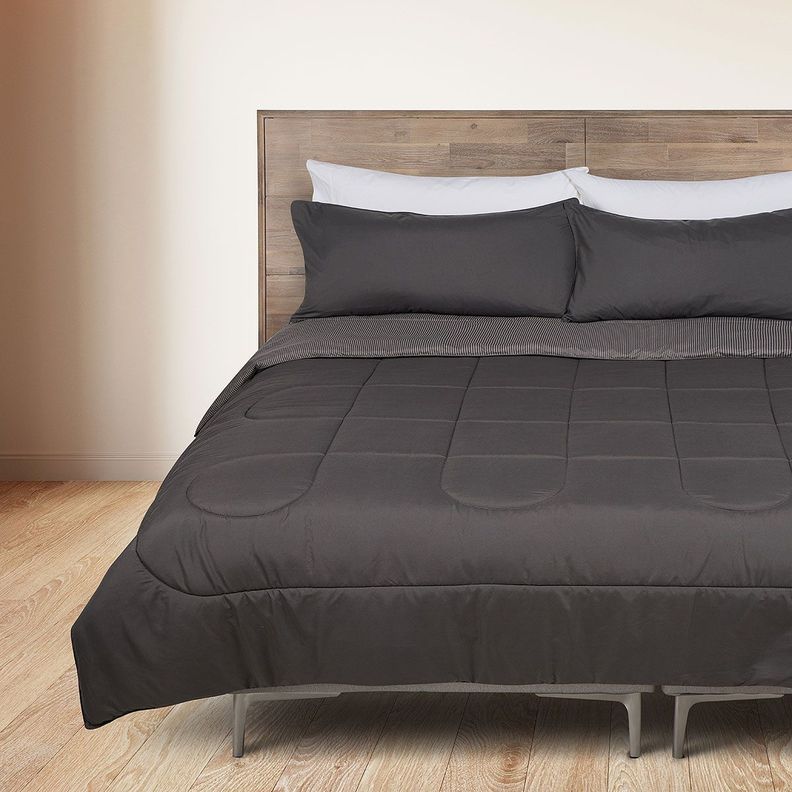Plumón Bicolor Lines Reversible Charcoal 2 Plazas-3