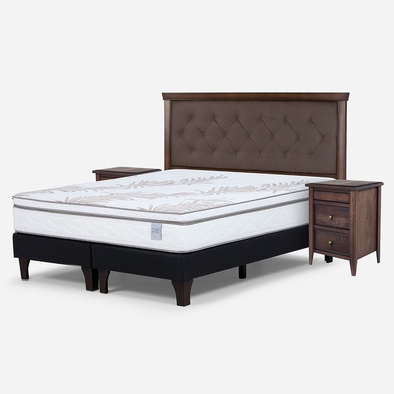 Cama Europea Neo Plus King + Respaldo + Veladores Brera-1