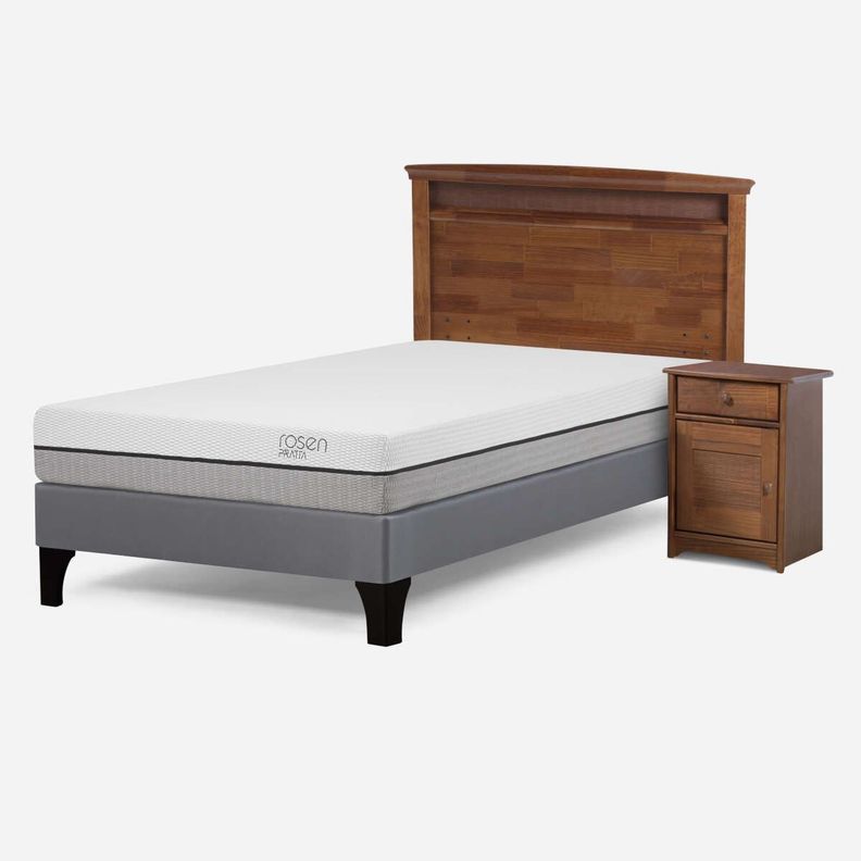 Cama Pratta 1 Plaza Pata Madera + Respaldo + Velador Veneto-1