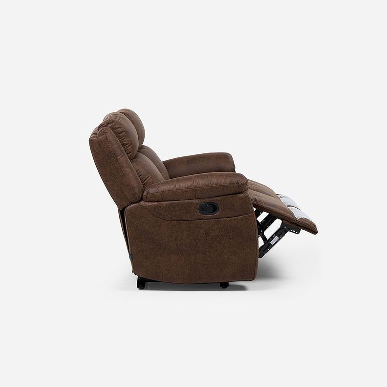 Sofá Reclinable Ascott 2 Cuerpos Manual Cuero PU Chocolate-4