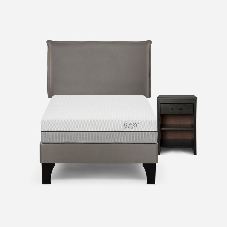 Cama Europea Pratta 1,5 Plazas Pata Madera + Muebles Maurice-0