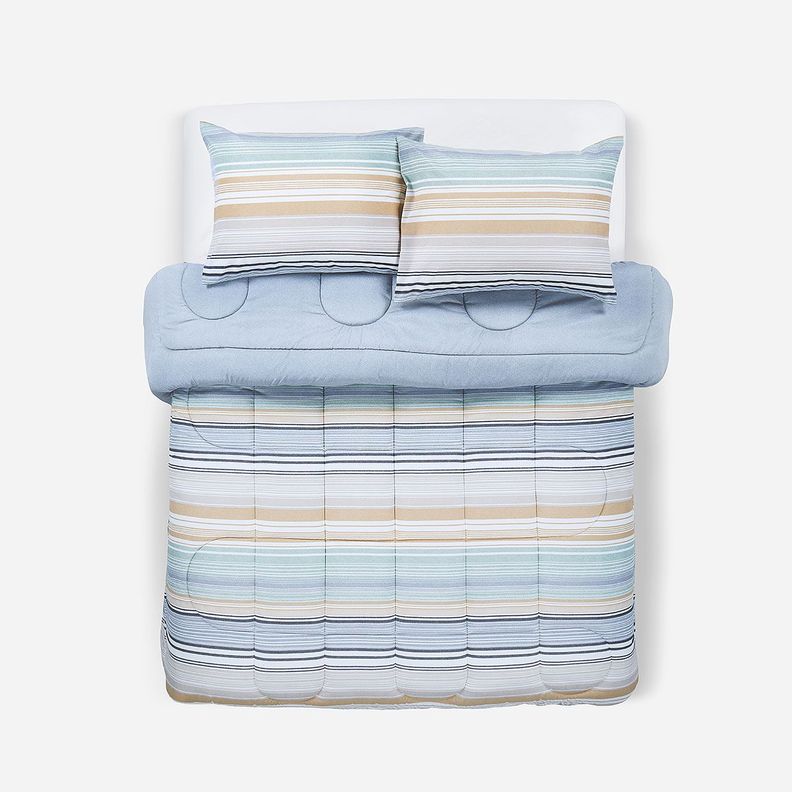 Plumón Reversible Soft Touch Alirio Azul Súper King-0