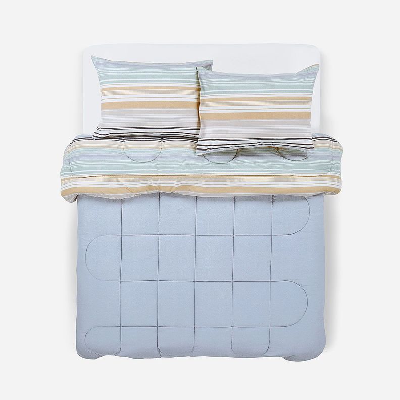Plumón Reversible Soft Touch Alirio Azul Súper King-1