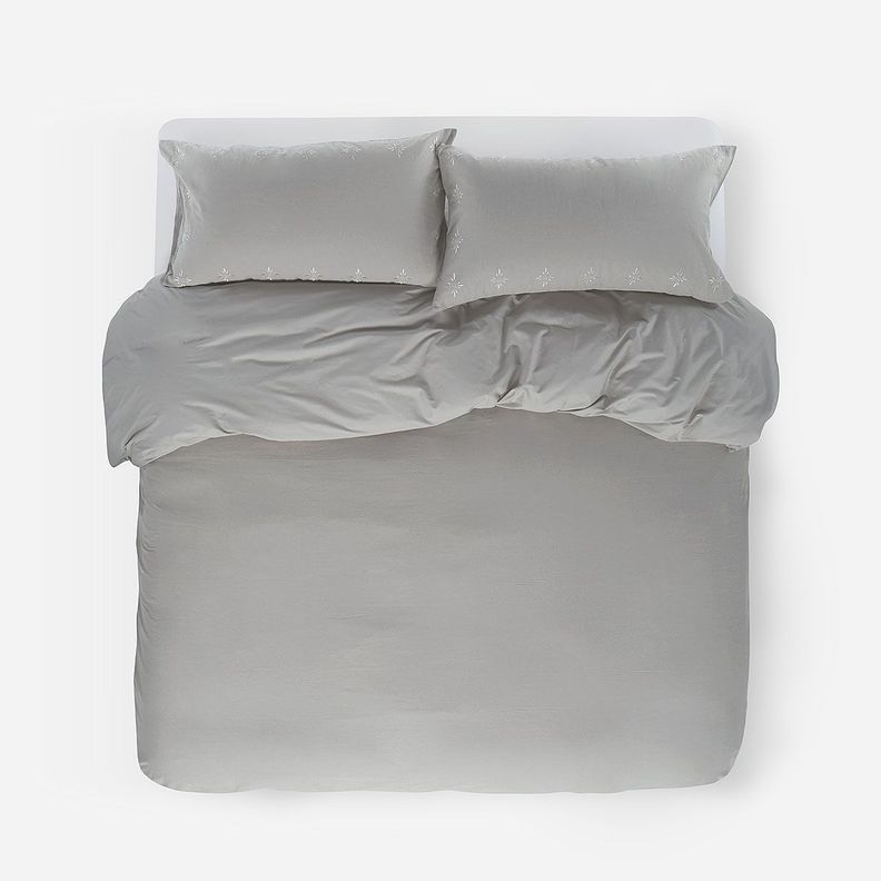 Funda Plumón Lino-Algodón Bordado Osburg Gris Súper King-0