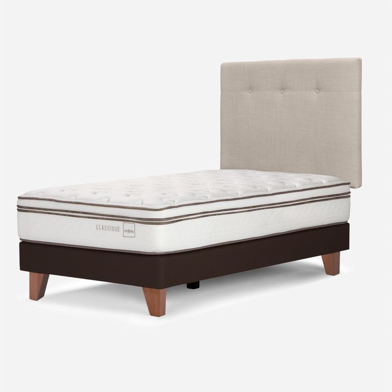 Cama Europea Classique+ 1,5 Plazas + Respaldo New Bennet Nat-2
