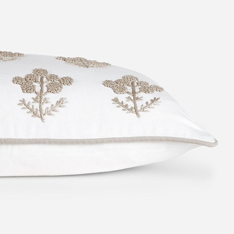 Funda de Cojín Bordado Domeni 35 x 50 cm Blanco-Beige-1