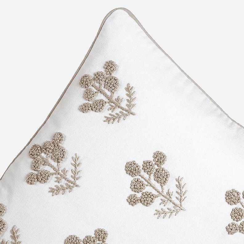 Funda de Cojín Bordado Domeni 35 x 50 cm Blanco-Beige-2