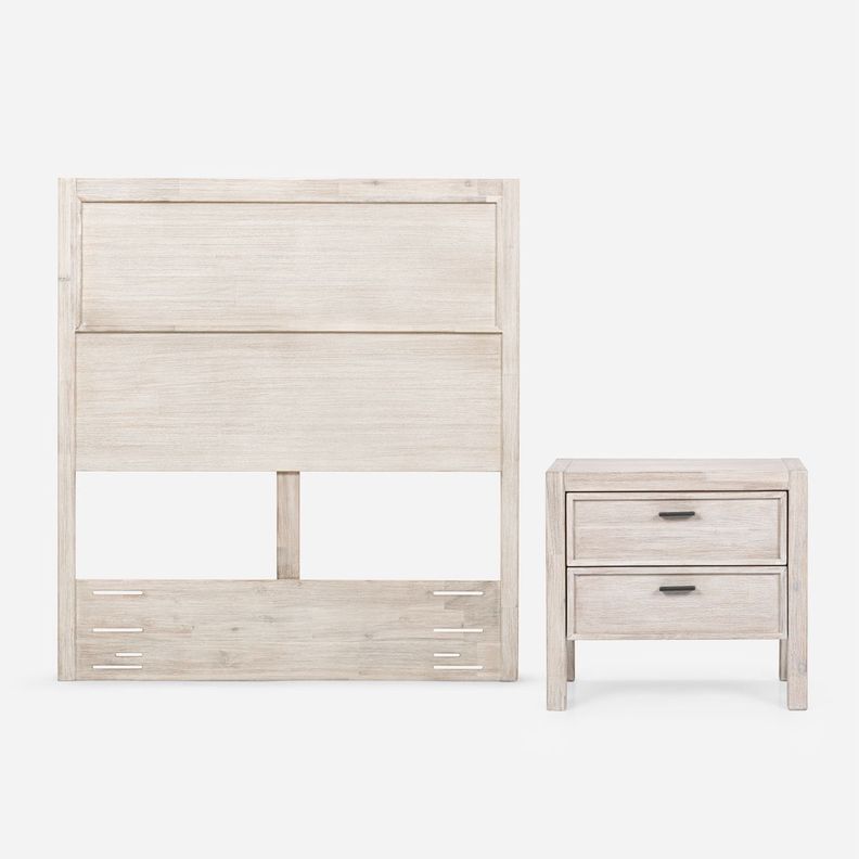 Set Respaldo 1,5 Plazas + Velador Karsten Rosen Madera-0