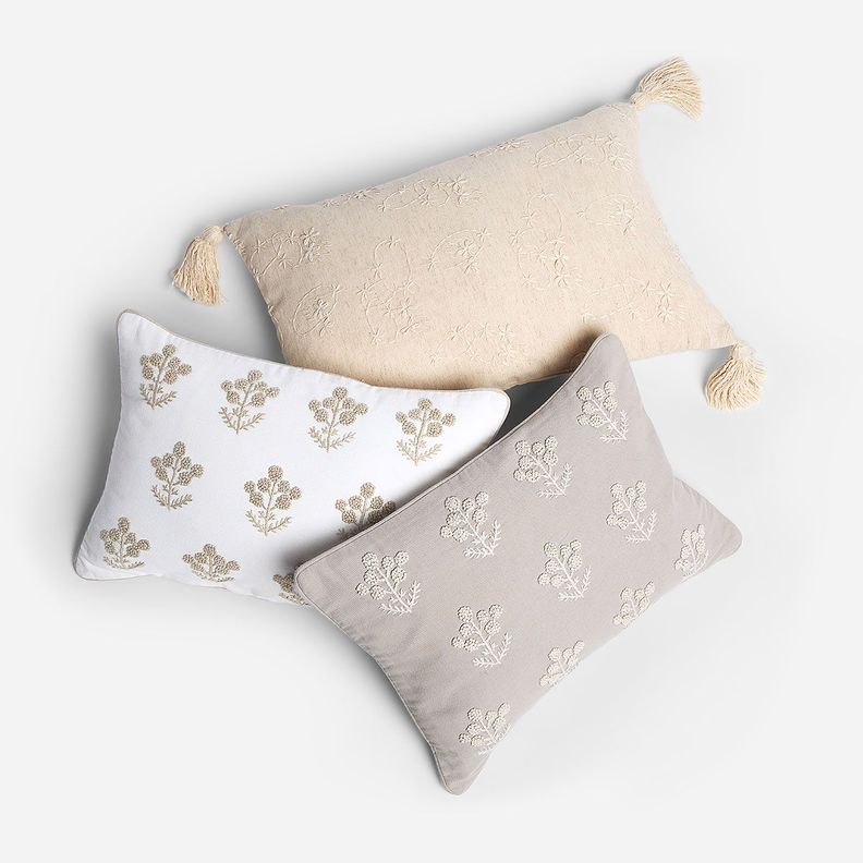 Funda de Cojín Bordado Domeni 35 x 50 cm Beige-3