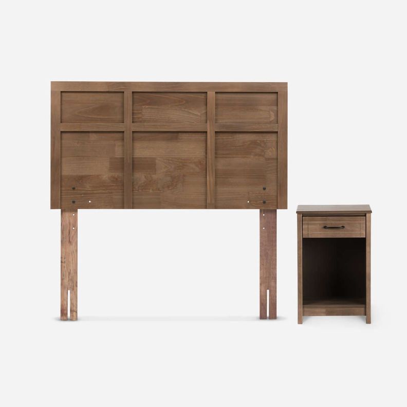 Cama Pratta 1,5 Plazas Pata Madera + Muebles Robin Tostado-2