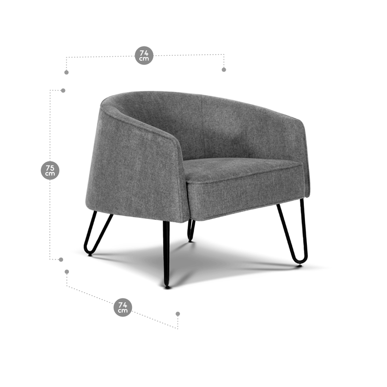 Poltrona Rosen Lerso Tela Gris-1