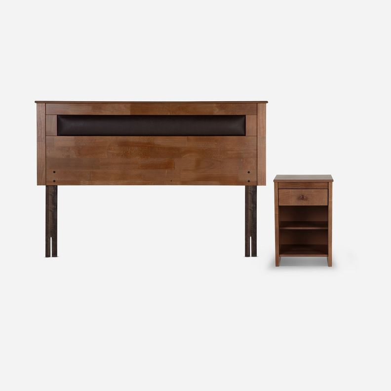 Cama Europea Pratta Full Pata Acero + Respaldo y Velador-1