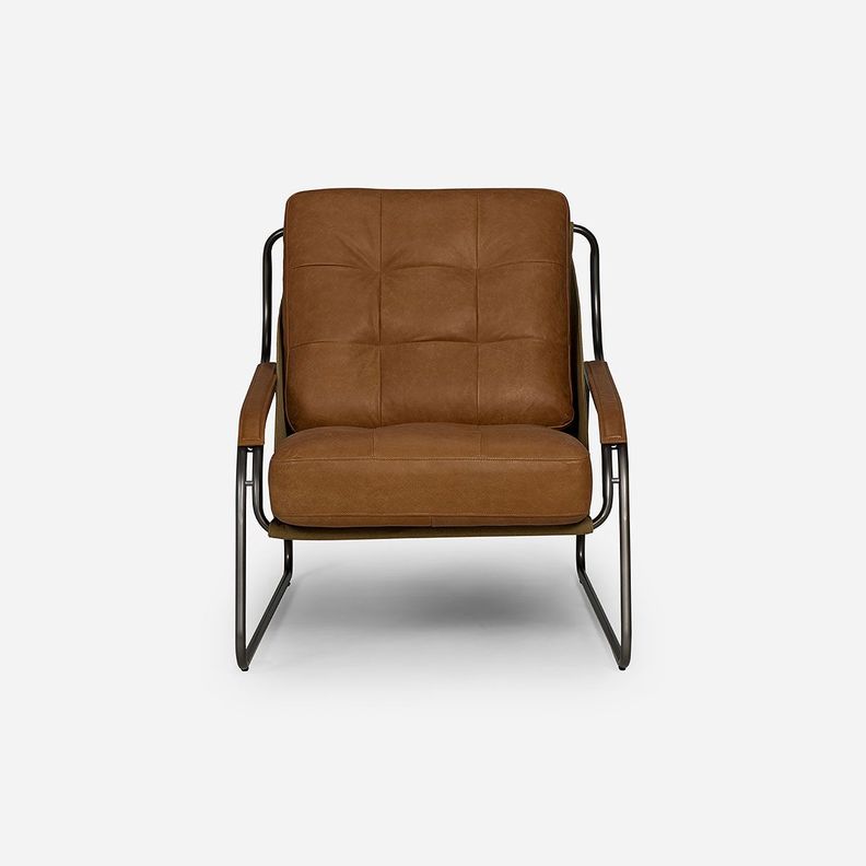 Poltrona Rosen Montok Cuero Camel-1