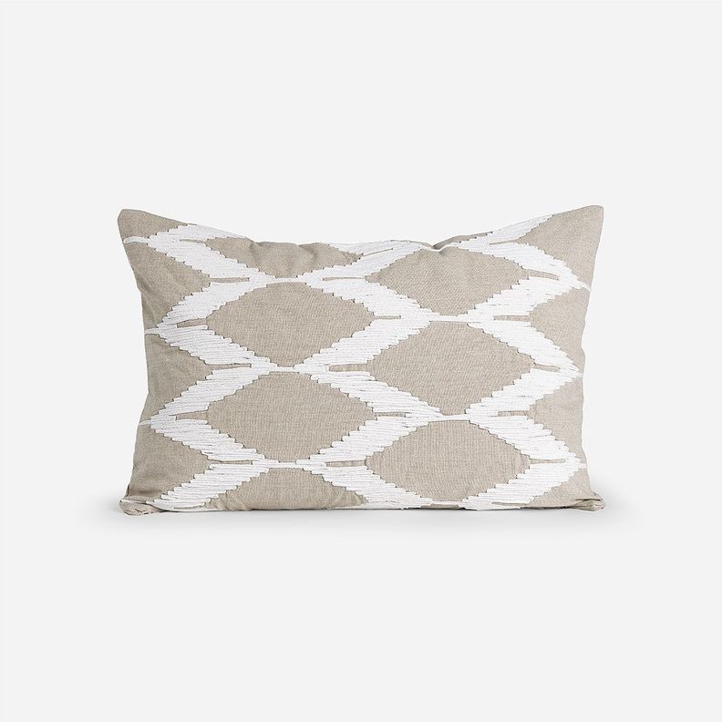 Funda de Cojín Bordado Odra 35 x 50 cm Blanco-Beige-0