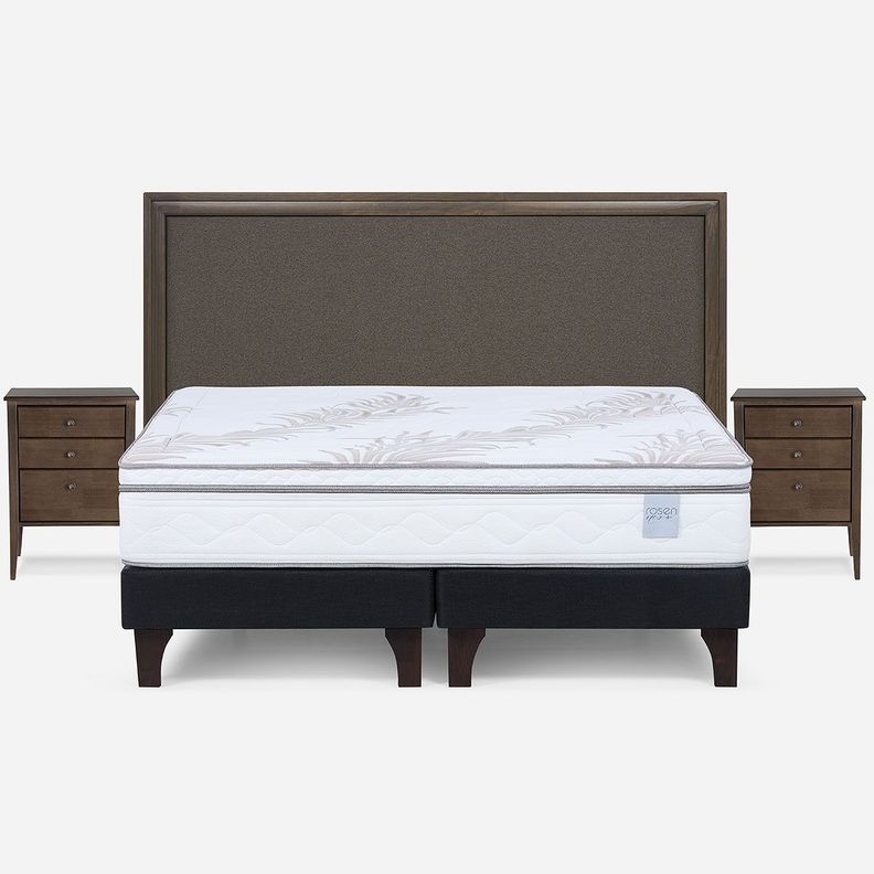 Cama Europea Neo Plus King BD + Respaldo Nolita Café+Velador-0