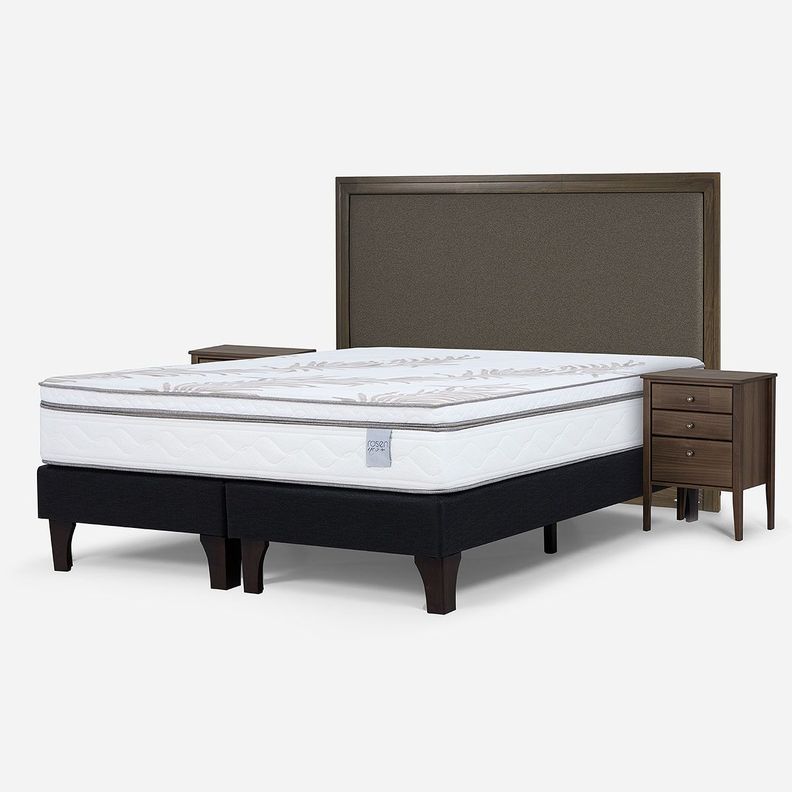 Cama Europea Neo Plus King BD + Respaldo Nolita Café+Velador-1