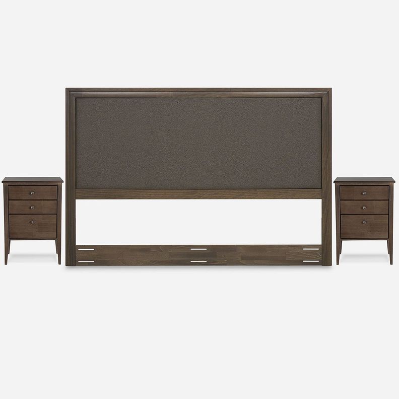 Cama Europea Neo Plus King BD + Respaldo Nolita Café+Velador-4