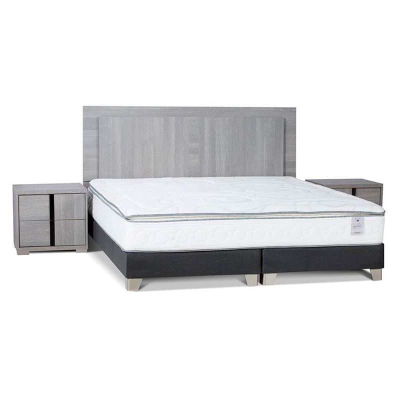 Set Respaldo King + Veladores Rosen Tivoli Gris-0