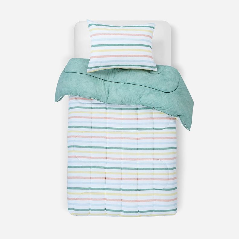 Plumón Reversible Soft Touch Anselmo Verde 1,5 Plazas-0